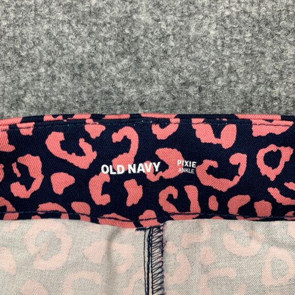 Old Navy Pants Womens 4 T Tall Pink Navy Pixie Ankle Leopard Print Soft Twill - Picture 5 of 13